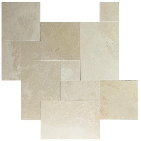 Botticino Beige Marble Brushed Chiseled French (Versailles) Pattern Tile Botticino Beige Marble Brushed Chiseled French (Versailles) Pattern Tile