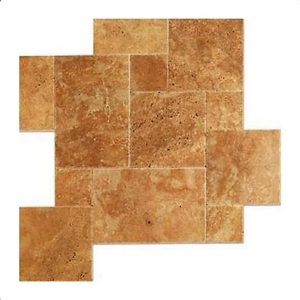 Noche Travertine Brushed Chiseled French (Versailles) Pattern Tile Noche Travertine Brushed Chiseled French (Versailles) Pattern Tile