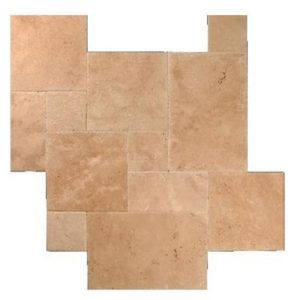 Walnut Travertine Brushed Chiseled French Pattern Tile Walnut Travertine Brushed Chiseled French Pattern Tile