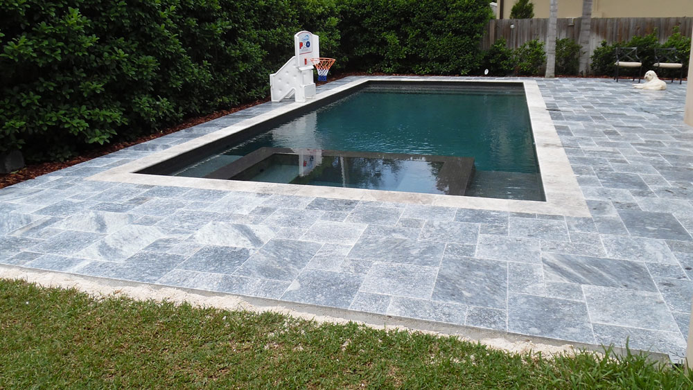 King BlueStone (Atlantic Blue) Marble Pavers Pattern Pool Deck