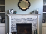 White marble fireplace tile ledger stone veneer San Jose