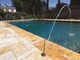 MS International Tuscany Riviera Travertine coping aroud pool San Jose