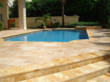 MSI Tuscany Riviera Travertine Coping Bullnose around Pool Patio and Steps San Jose