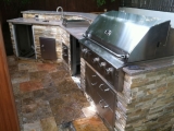 Golden honey stacked stone outdoor kitchen ledger veneer dublin california
