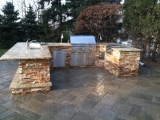 Golden White Stcaked Stone Ledger Veneer Flats outdoor kitchen Los Altos