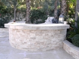 Ivory travertine stacked stone ledger panels for seating walls Cupertino