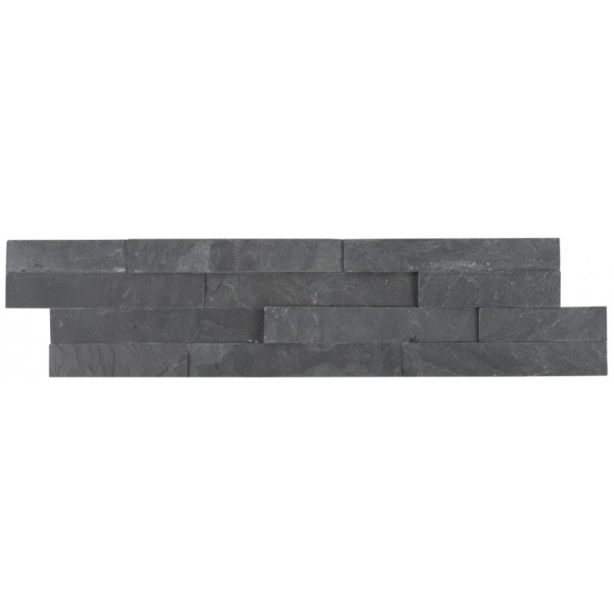 Premium Black Stacked Stone 6x24 Split Face Ledger Panel LPNLSPREBLK624