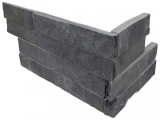 Premium Black Stacked Stone Panel Corner LPNLSPREBLK618COR