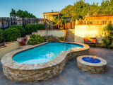 Tuscany Scabas travertine coping tiles fire pit and patio San Jose LCOPTSCA412HUF