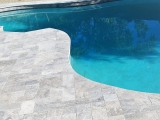 Gray patio stone travertine pool deck Livermore