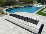 Silver travertine tumbled edge Pavers and  around pool coping travertine tile Atherton