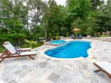 Silver Travertine Pavers pool deck