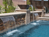 California Gold ledger stone veneer panels outdoor waterfall Saratoga