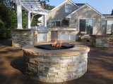 Golden Honey Stacked Stone Thin Veneer outdoor fire pit San Jose