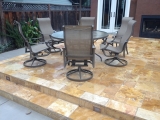Gold travertine pavers natural outdoor patio french pattern Atherton