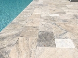 Silver travertine pavers french pattern napa bay area