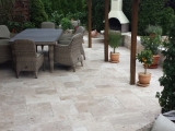 Tuscany Blend Travertine Paver Tumbled Versailles (French) Pattern Milpitas