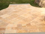 Tuscany Riviera Travertine Tumbled Pavers French Pattern Backyard Stone