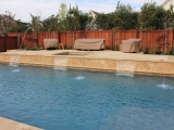 Walnut Travertine pool coping around the pool paver backyard Novato Bay Area