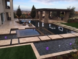 Walnut travertine pattern pavers patio and pool coping stone El Dorado Hills