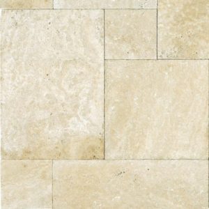 Ivory Travertine Tumbled French (Versailles) Pattern Paver