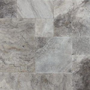 Silver Travertine Paver Tumbled French (Versailles) Pattern